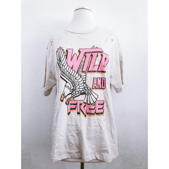 April Reign Tops - Wild and Free Distressed T-Shirt